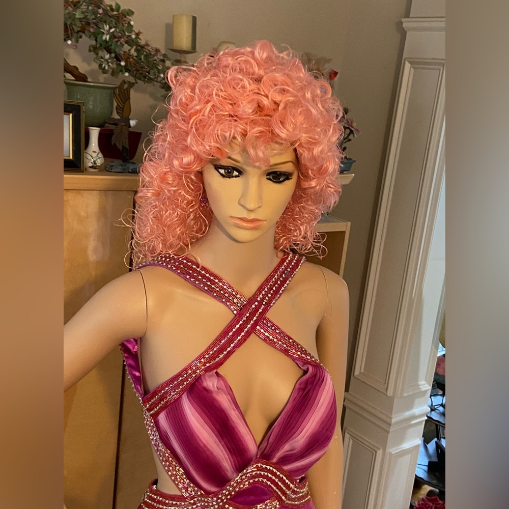 Rhinestone Studded Raspberry colored Evening Gown - Picture 7 of 12